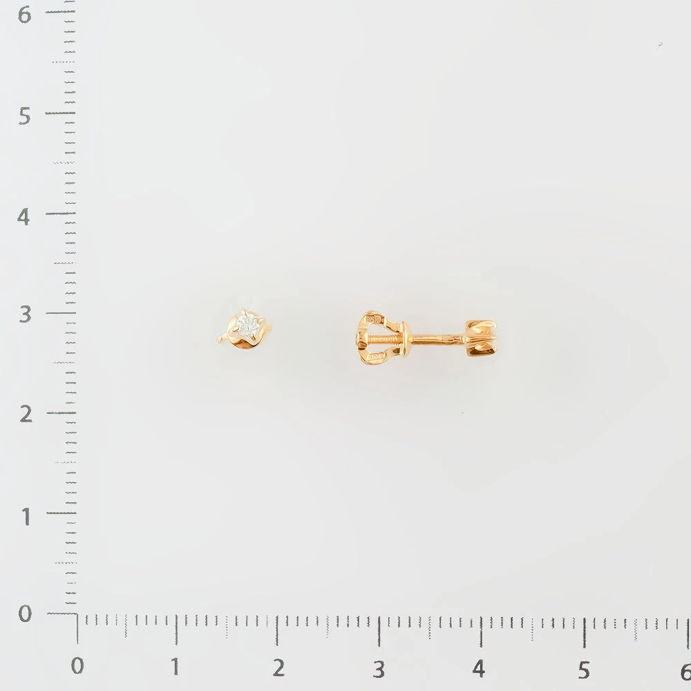 Серьги с бриллиантом из красного золота 585 пробы