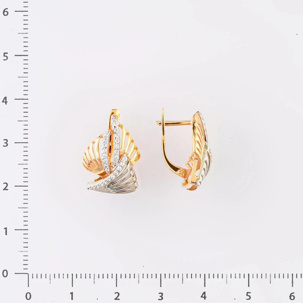 Серьги с фианитом из красного золота 585 пробы