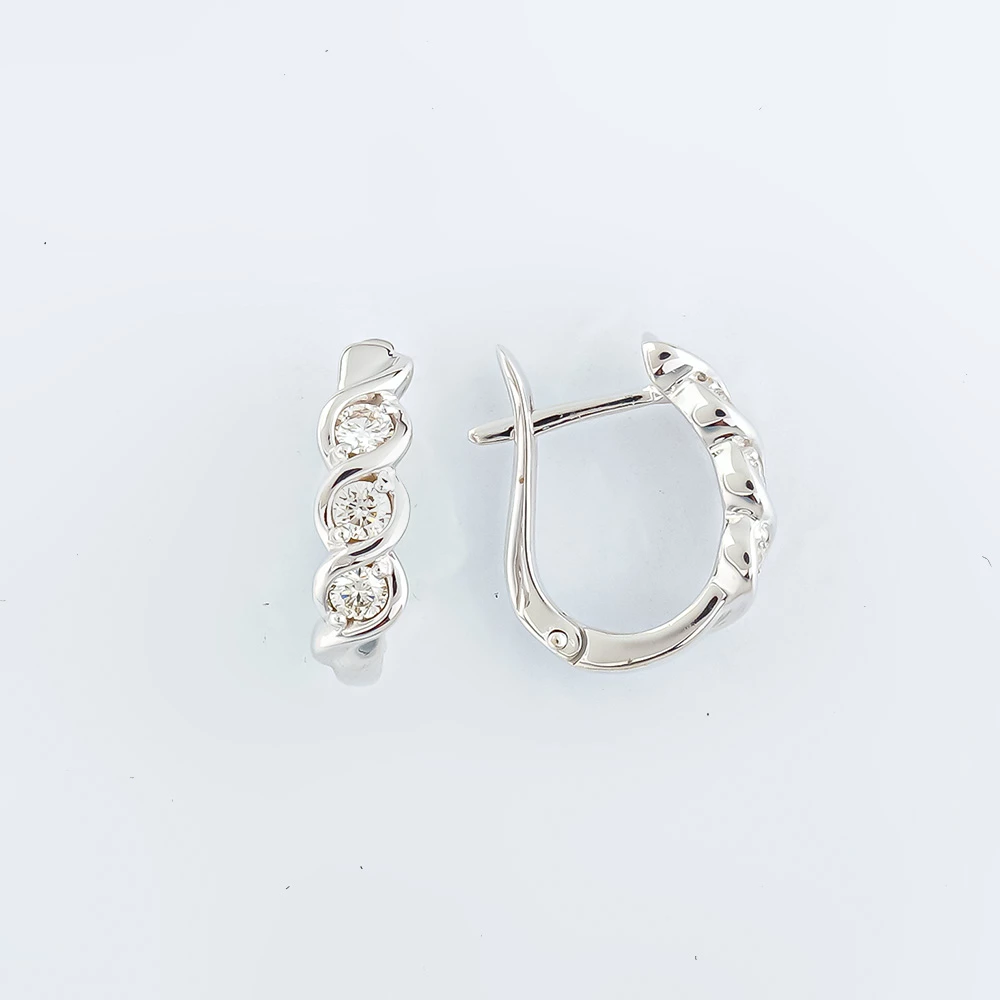 Серьги с бриллиантом из белого золота 585 пробы