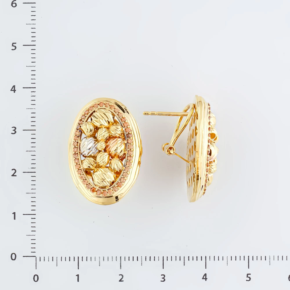 Серьги с фианитом из желтого золота 585 пробы