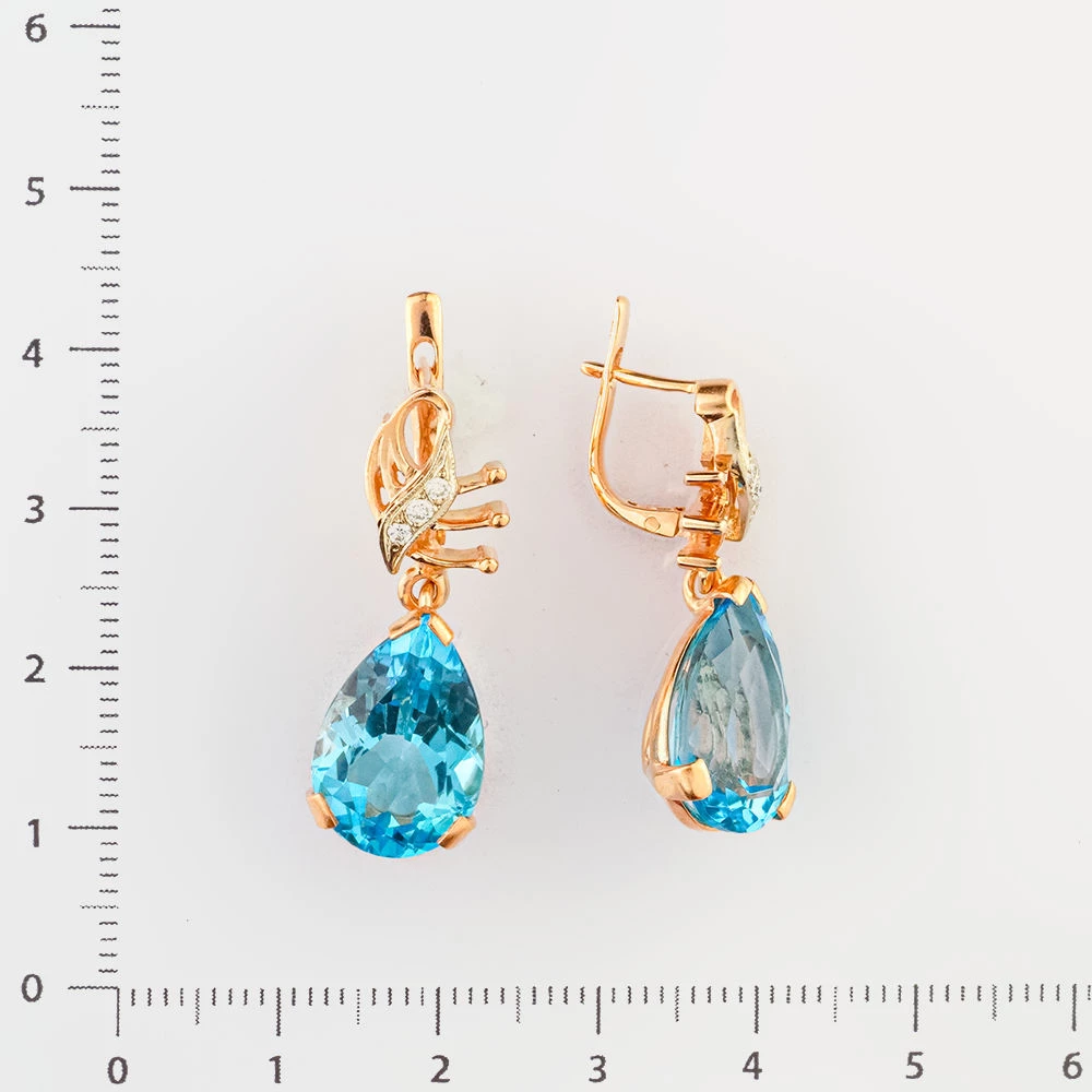 Серьги с ситаллом из красного золота 585 пробы