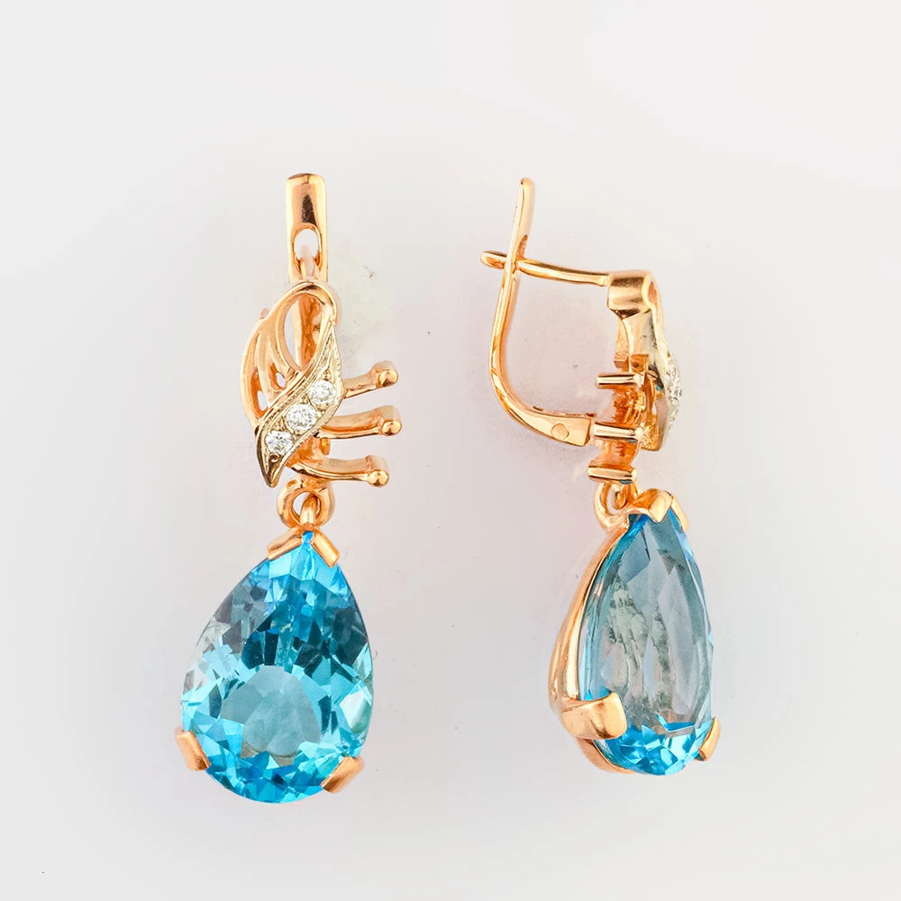 Серьги с ситаллом из красного золота 585 пробы