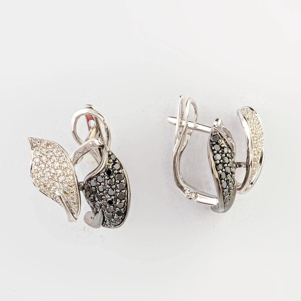 Серьги с бриллиантом из белого золота 585 пробы