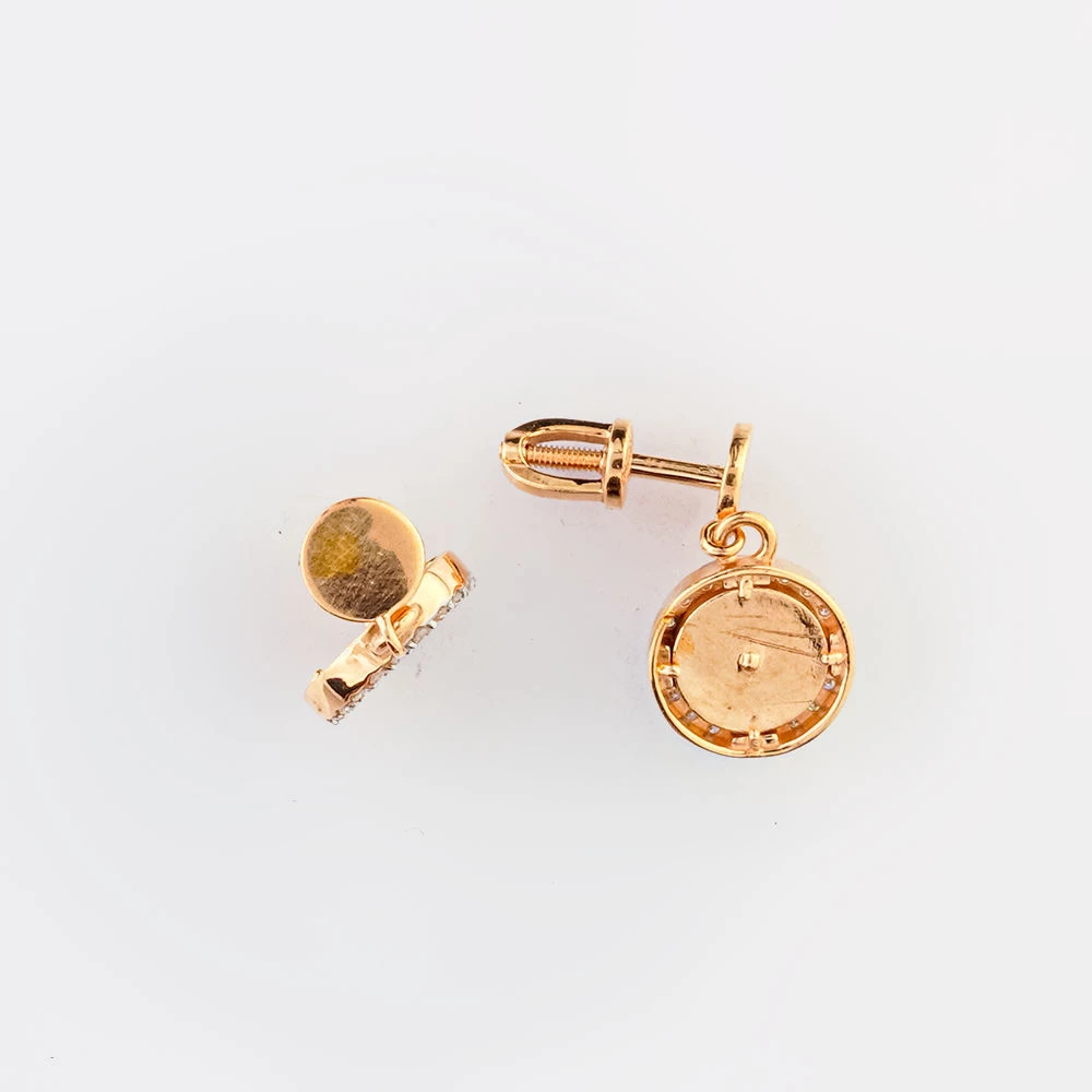 Серьги с бриллиантом из красного золота 585 пробы