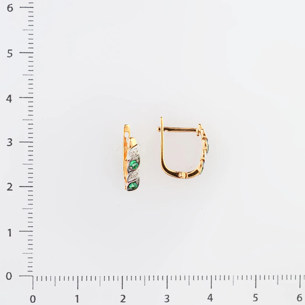 Серьги с изумрудом из красного золота 585 пробы