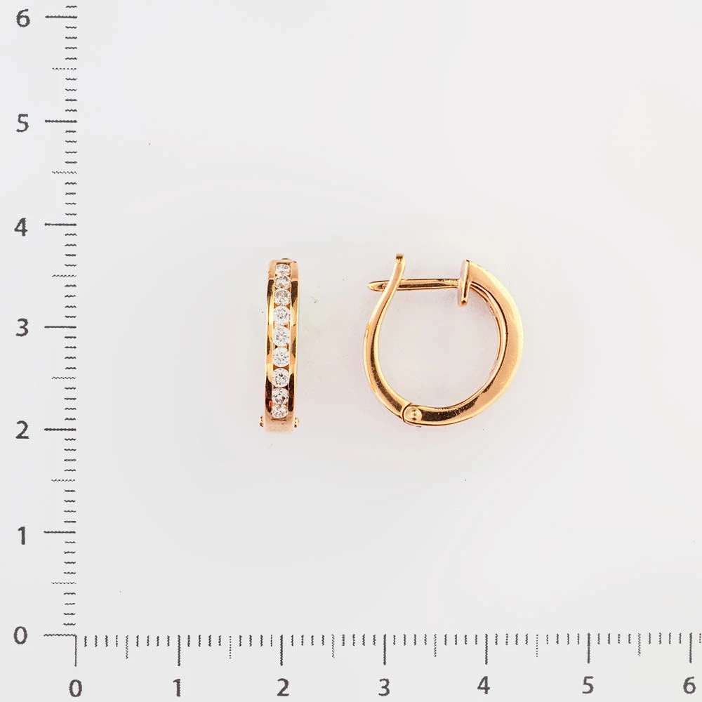 Серьги с бриллиантом из красного золота 585 пробы