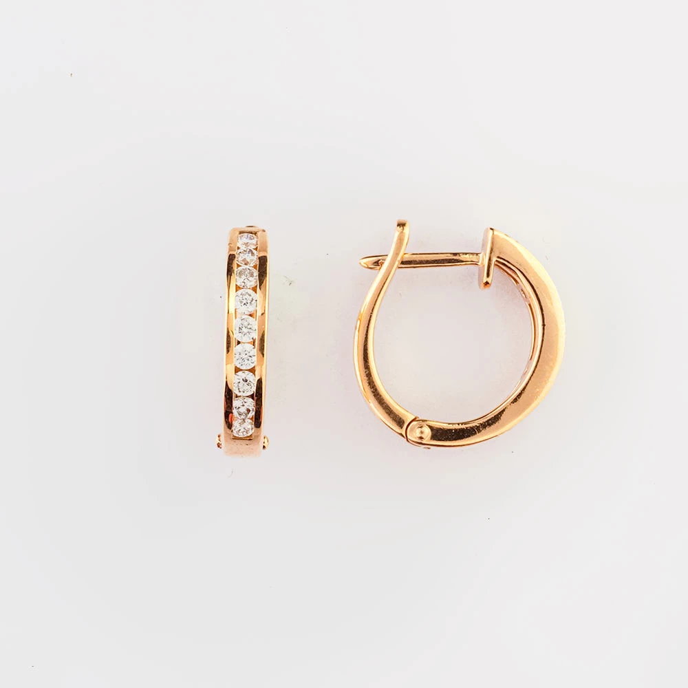 Серьги с бриллиантом из красного золота 585 пробы