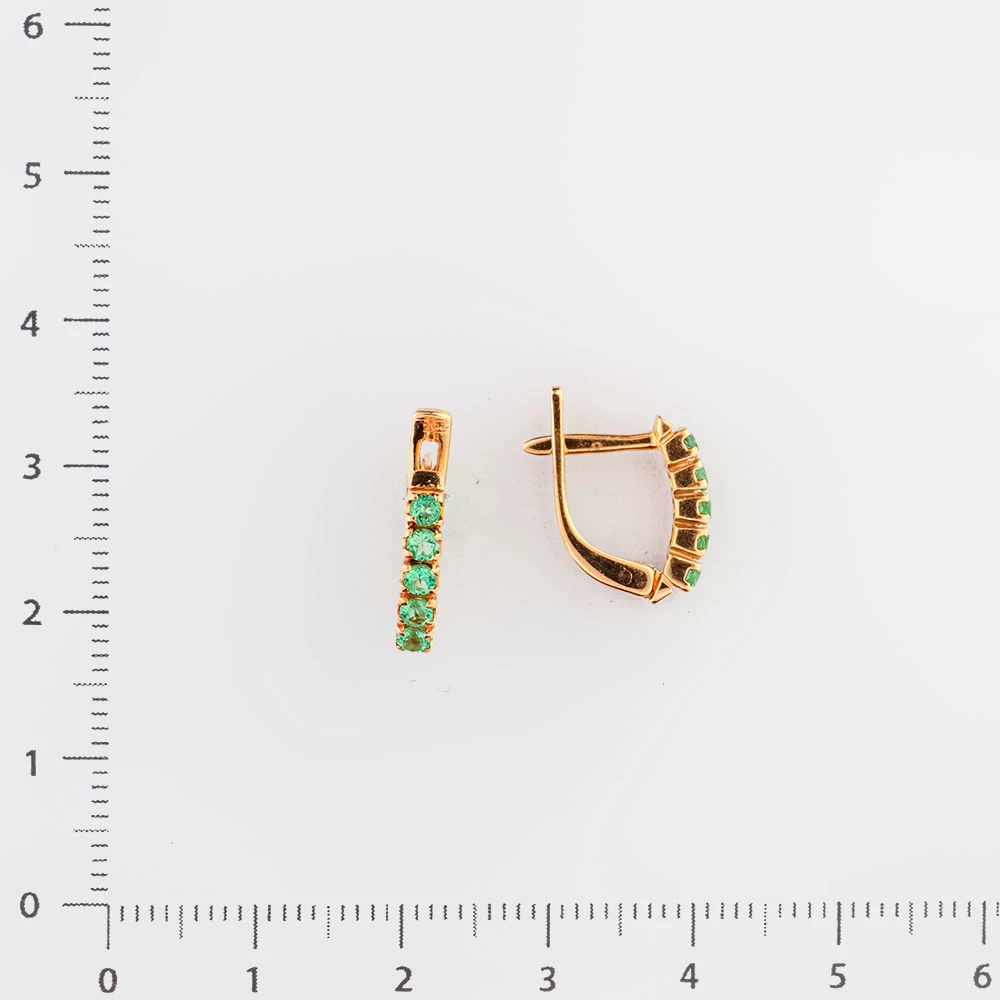 Серьги с изумрудом из красного золота 585 пробы