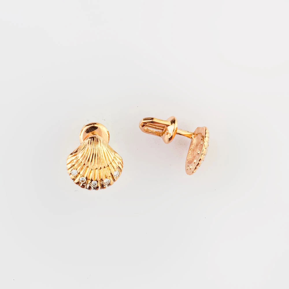 Серьги с бриллиантом из красного золота 585 пробы