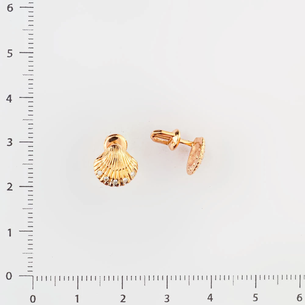 Серьги с бриллиантом из красного золота 585 пробы