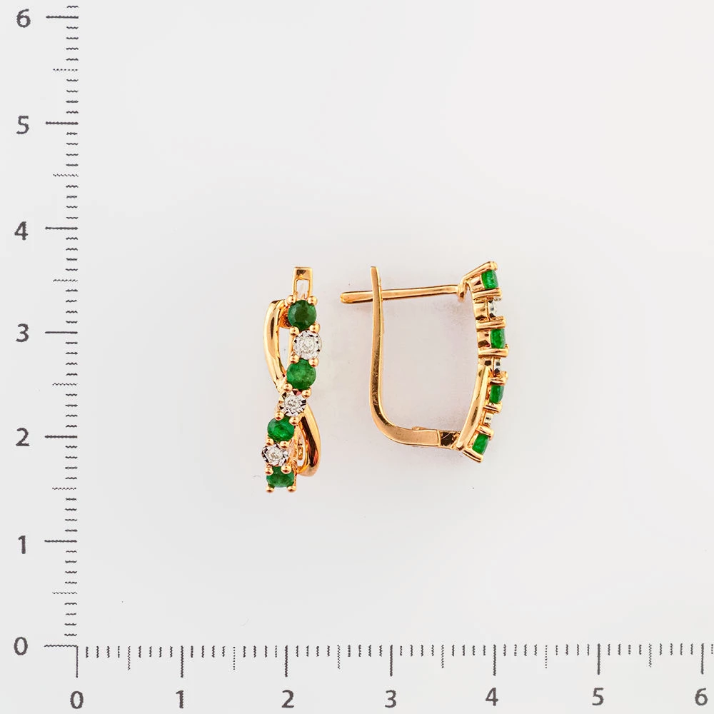 Серьги с изумрудом из красного золота 585 пробы