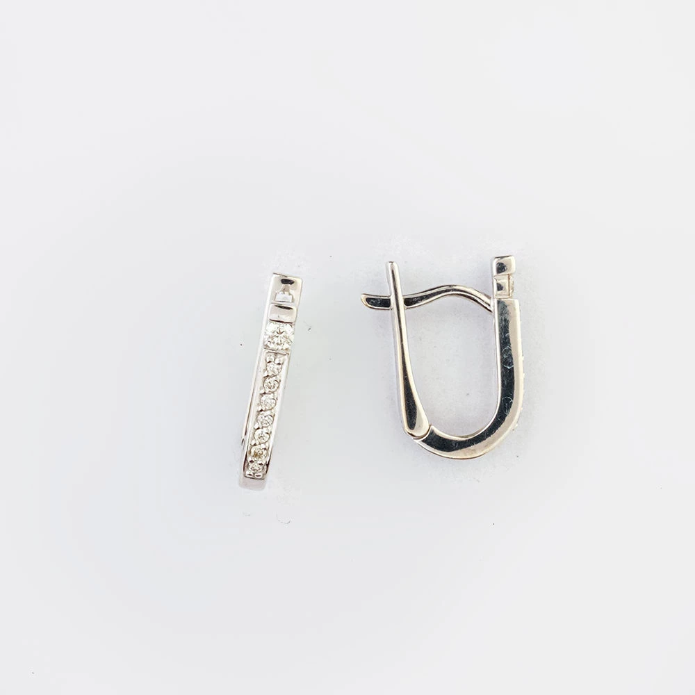 Серьги с бриллиантом из белого золота 585 пробы