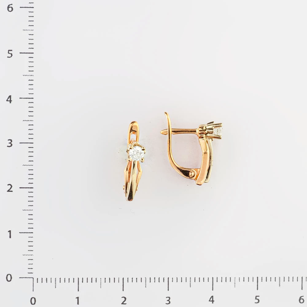 Серьги с бриллиантом из красного золота 585 пробы