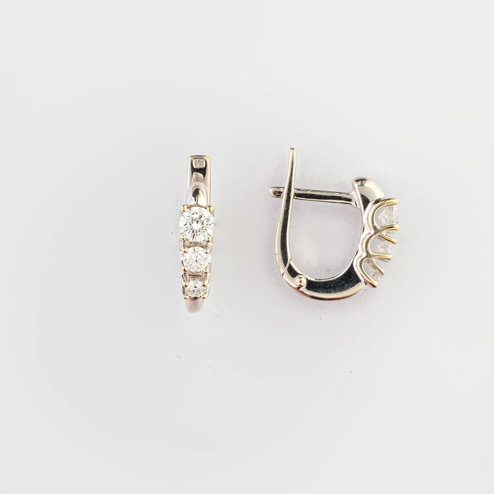 Серьги с бриллиантом из белого золота 585 пробы