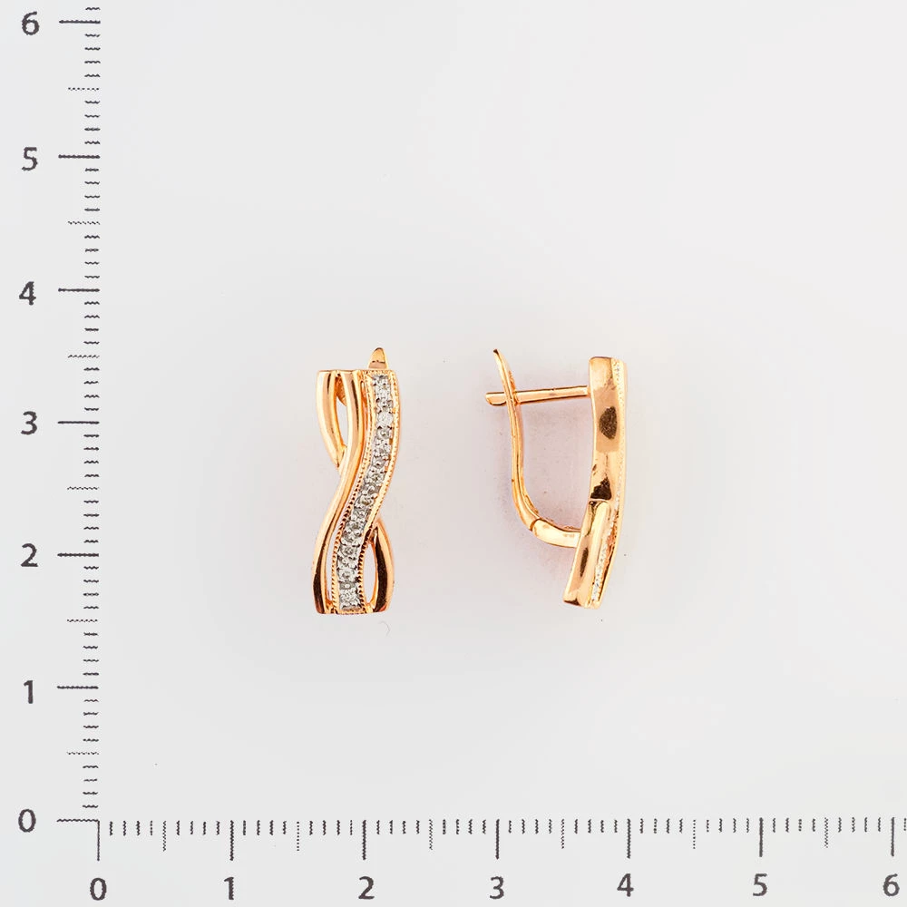 Серьги с бриллиантом из красного золота 585 пробы