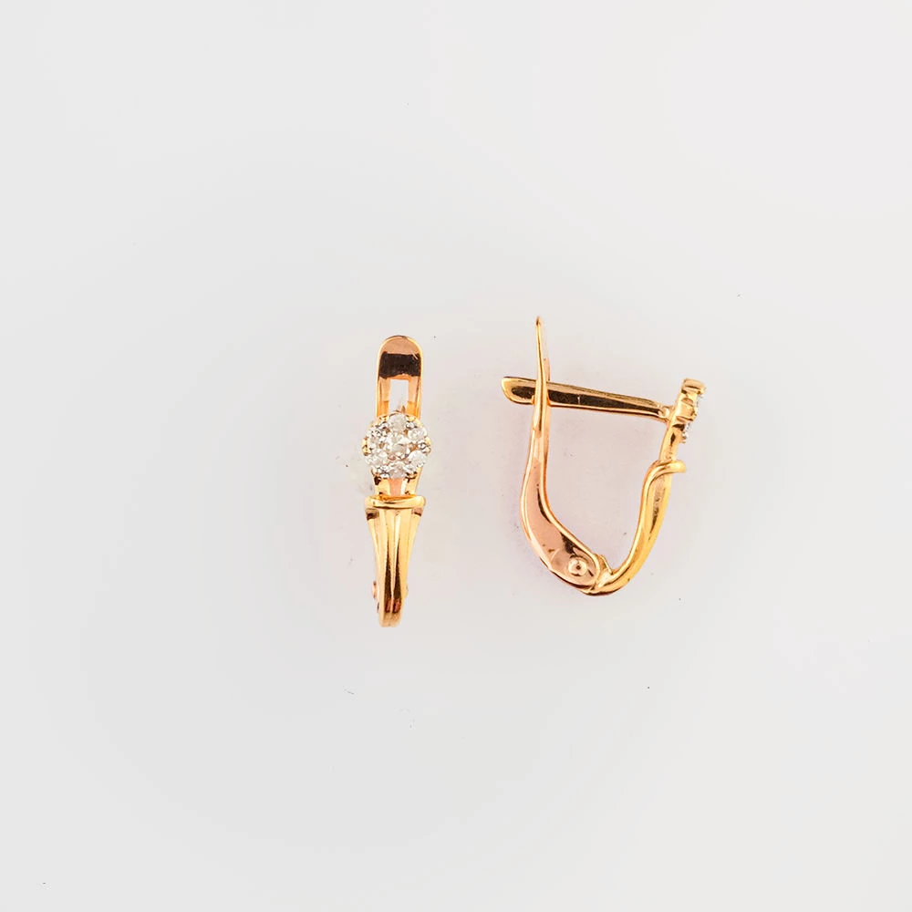 Серьги с бриллиантом из красного золота 585 пробы