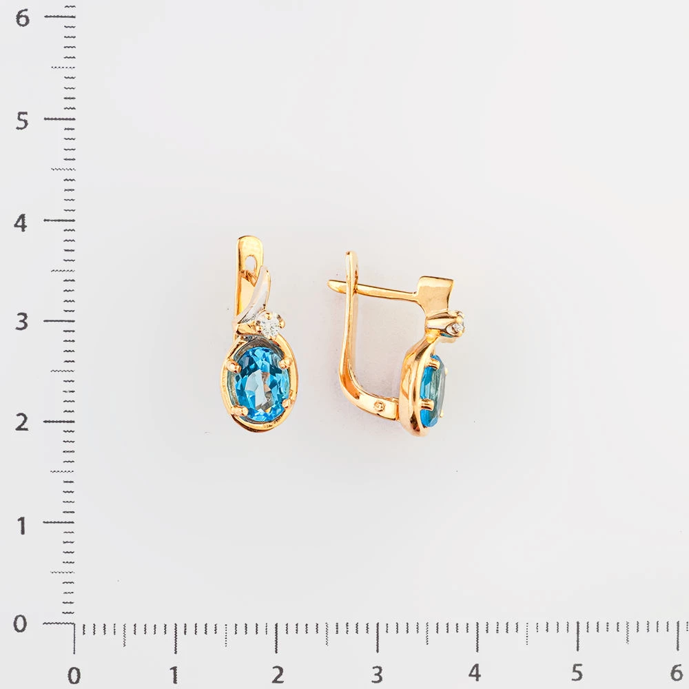 Серьги с топазом из красного золота 585 пробы