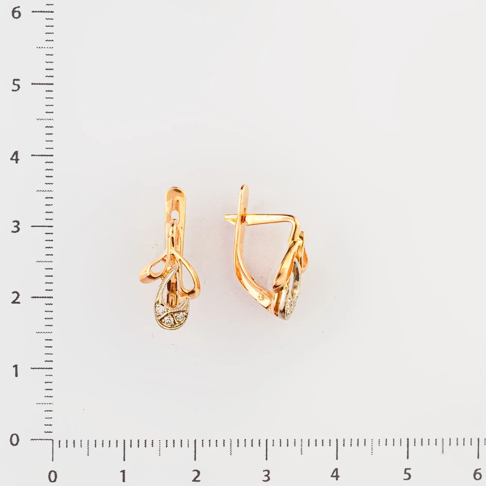 Серьги с бриллиантом из красного золота 585 пробы