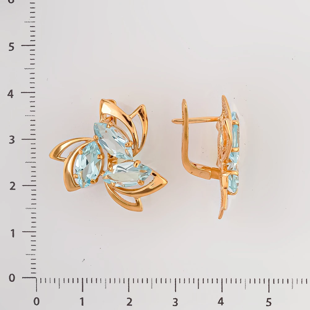 Серьги с топазом из красного золота 585 пробы