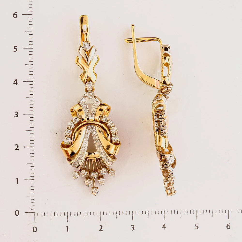 Серьги с бриллиантом из желтого золота 585 пробы