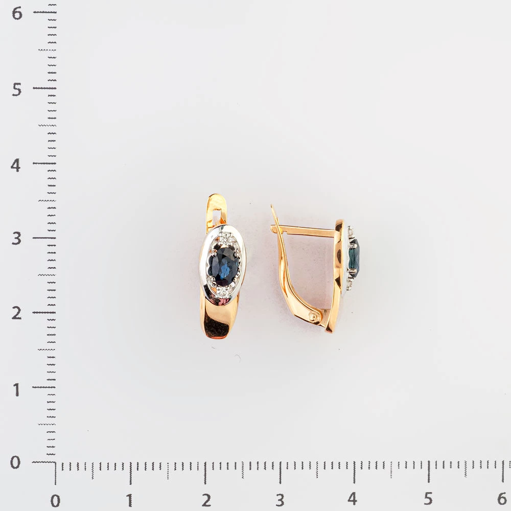 Серьги с сапфиром из красного золота 585 пробы