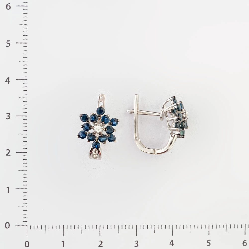 Серьги с сапфиром из белого золота 585 пробы