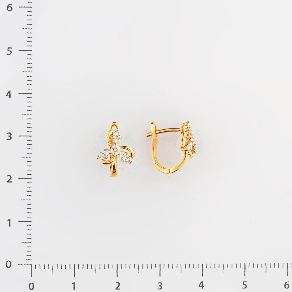 Серьги с бриллиантом из желтого золота 585 пробы