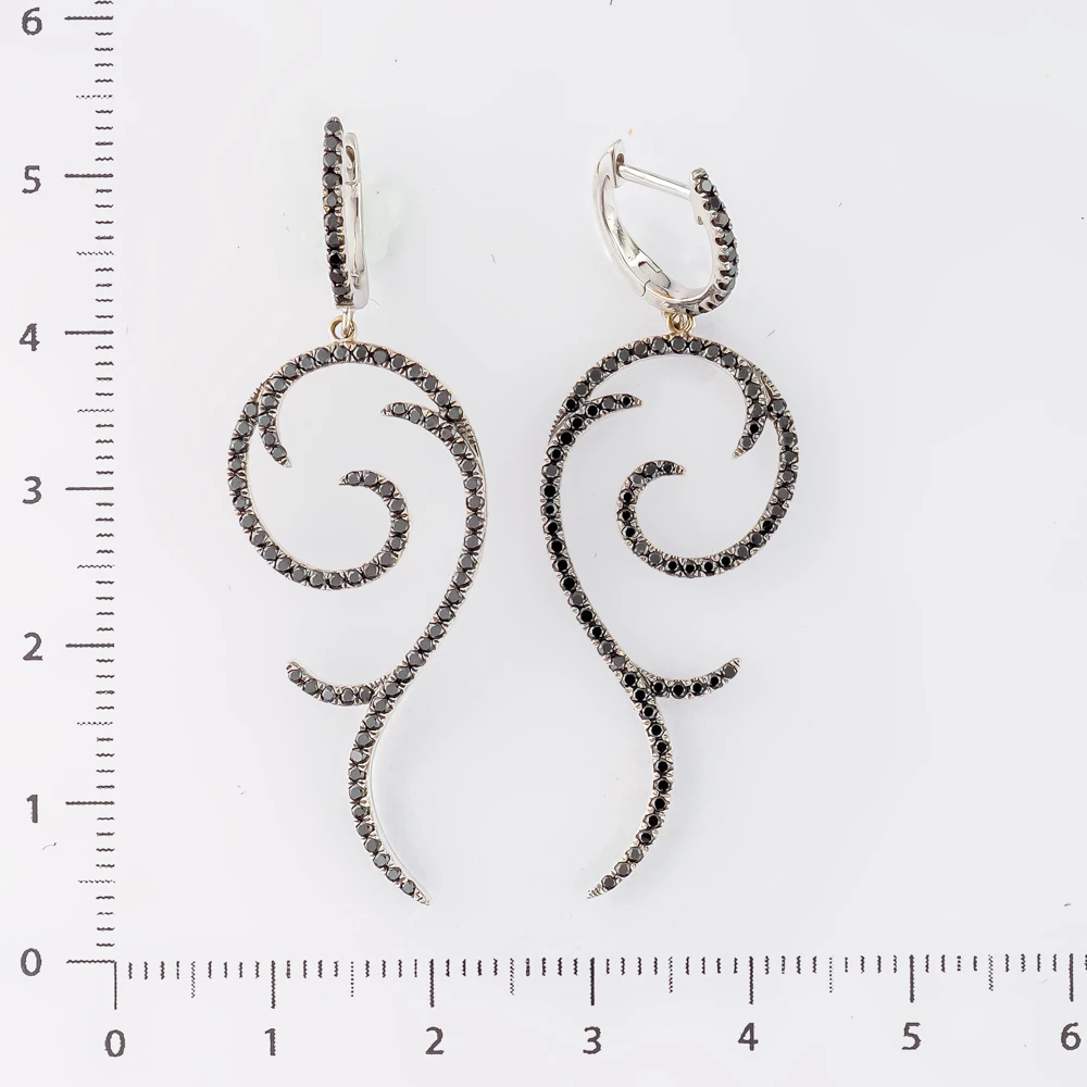 Серьги с бриллиантом из белого золота 585 пробы