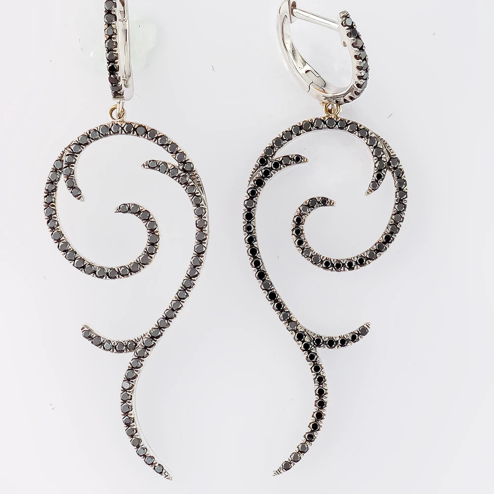 Серьги с бриллиантом из белого золота 585 пробы