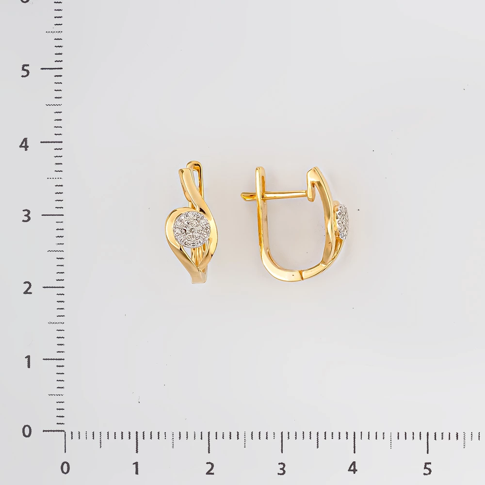 Серьги с бриллиантом из желтого золота 585 пробы