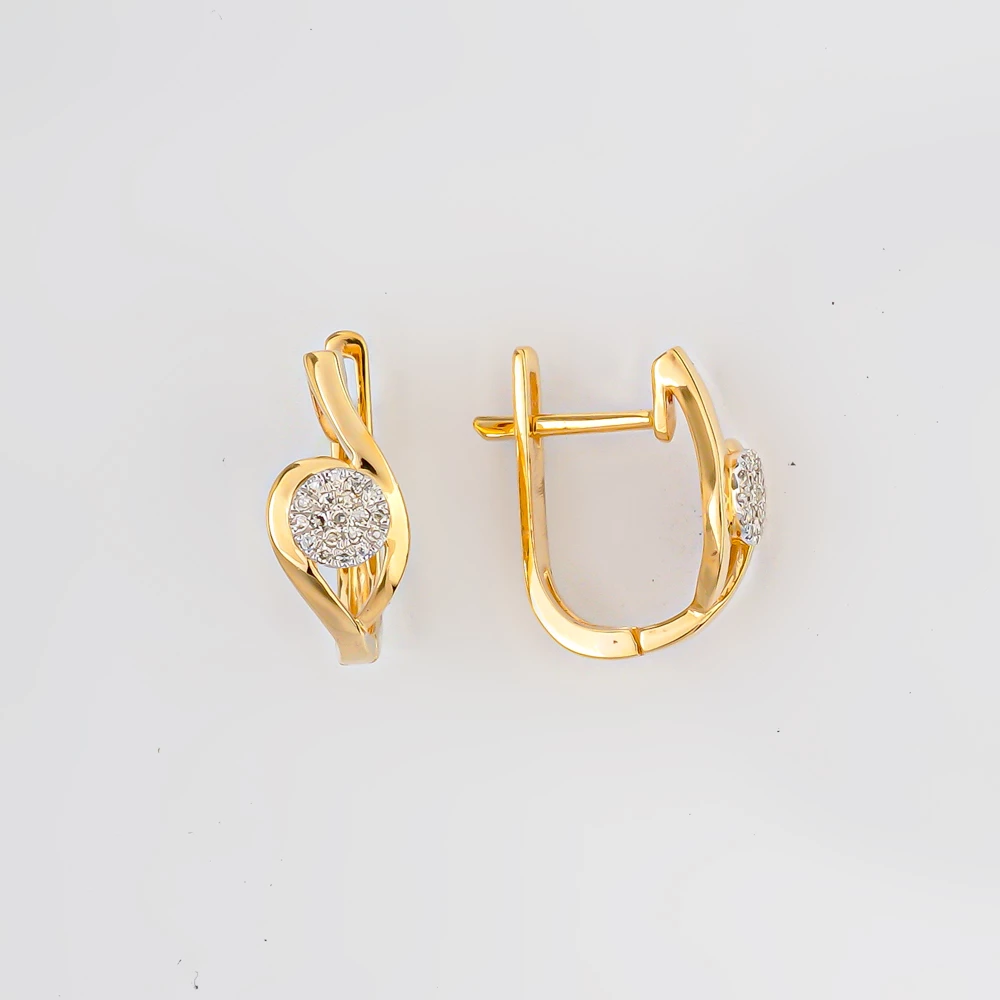 Серьги с бриллиантом из желтого золота 585 пробы