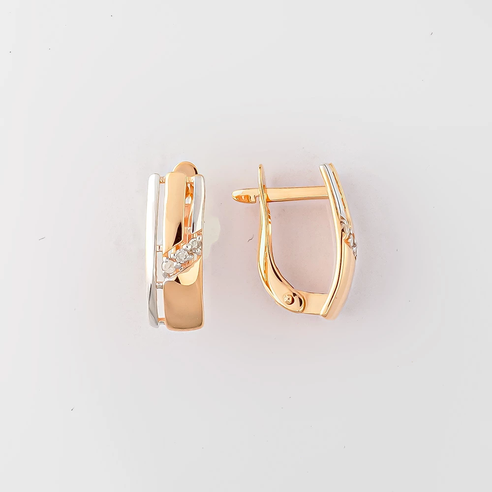 Серьги с бриллиантом из красного золота 585 пробы