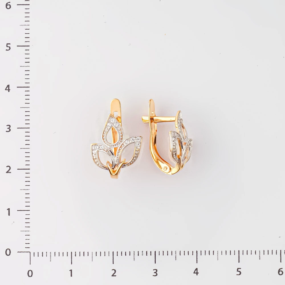 Серьги с фианитом из красного золота 585 пробы