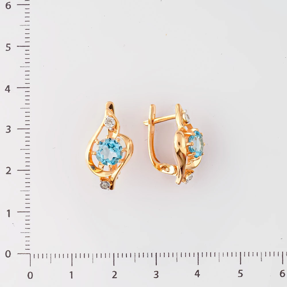 Серьги с топазом из красного золота 585 пробы
