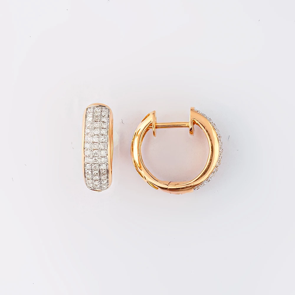 Серьги конго с бриллиантом из красного золота 585 пробы