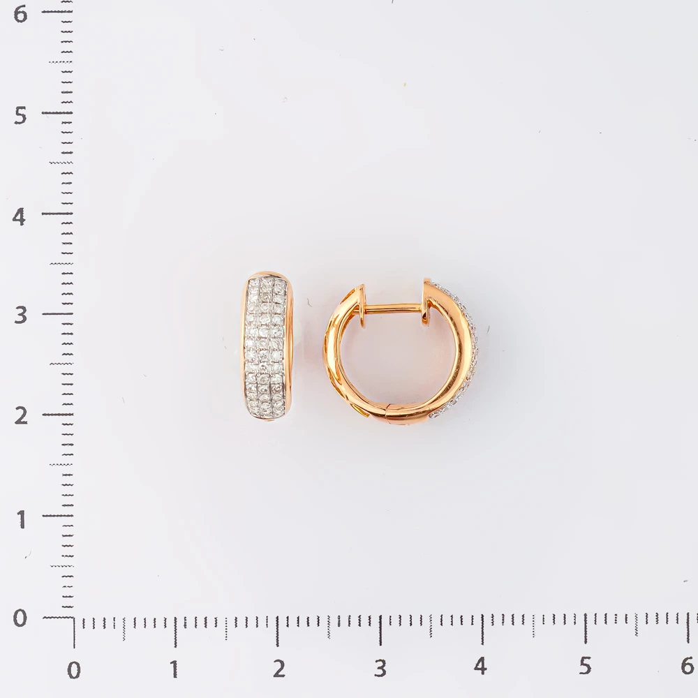 Серьги конго с бриллиантом из красного золота 585 пробы