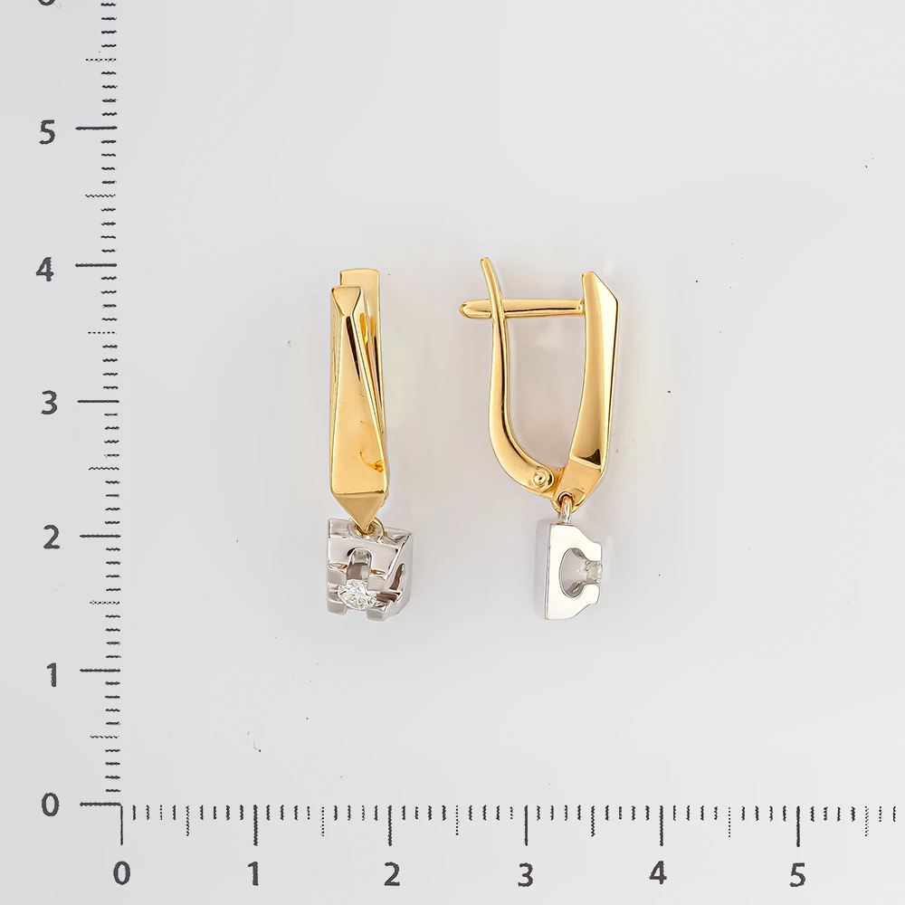 Серьги с бриллиантом из красного золота 585 пробы