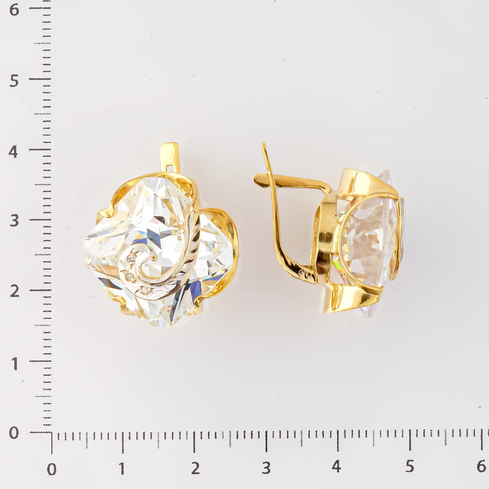 Серьги с ситаллом из желтого золота 585 пробы
