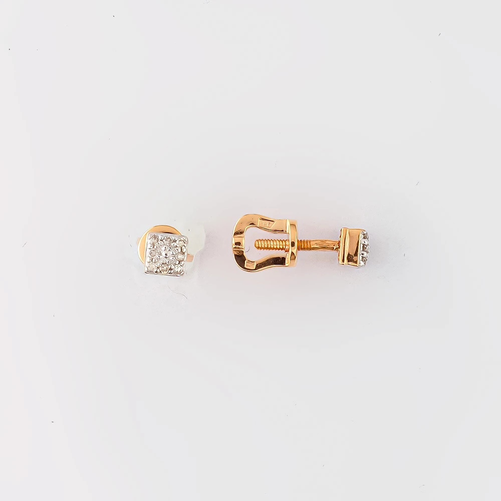 Серьги с бриллиантом из красного золота 585 пробы