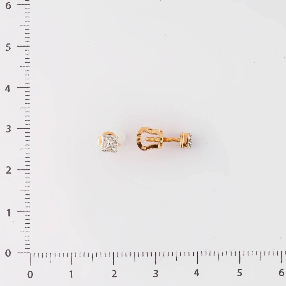 Серьги с бриллиантом из красного золота 585 пробы