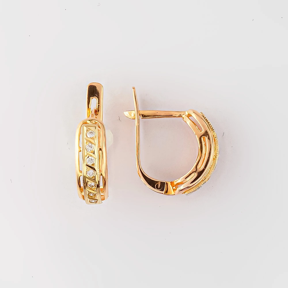 Серьги с бриллиантом из красного золота 585 пробы