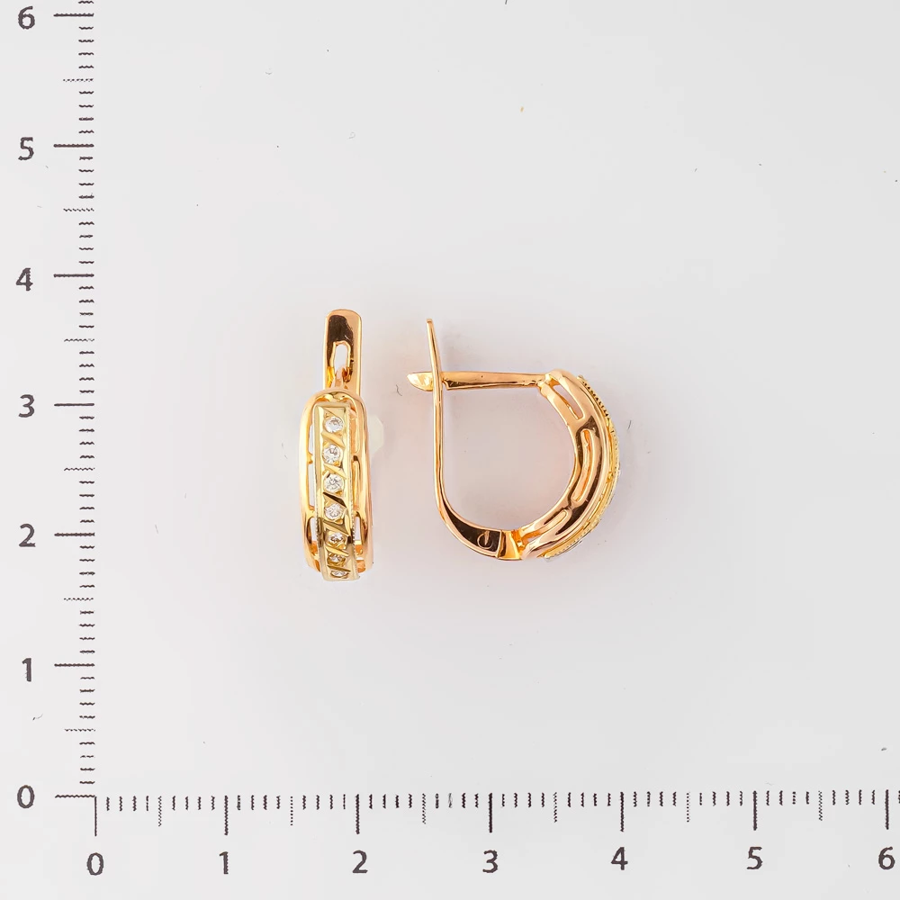 Серьги с бриллиантом из красного золота 585 пробы