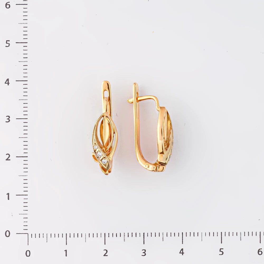 Серьги с бриллиантом из красного золота 585 пробы