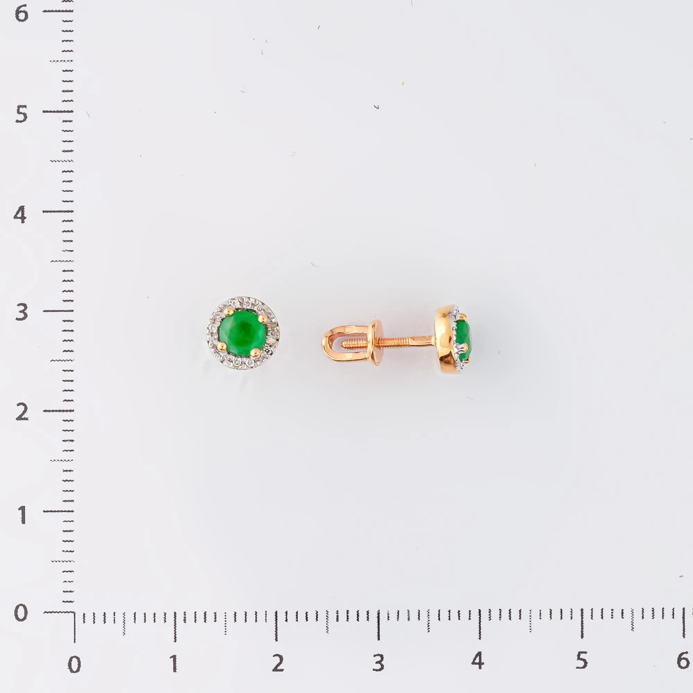 Серьги с изумрудом из красного золота 585 пробы