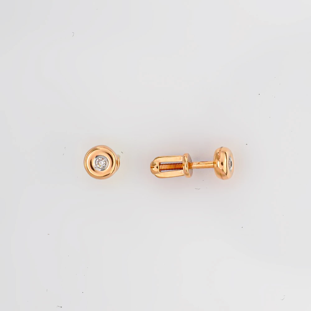 Серьги с бриллиантом из красного золота 585 пробы