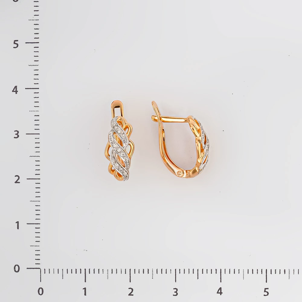 Серьги с бриллиантом из красного золота 585 пробы