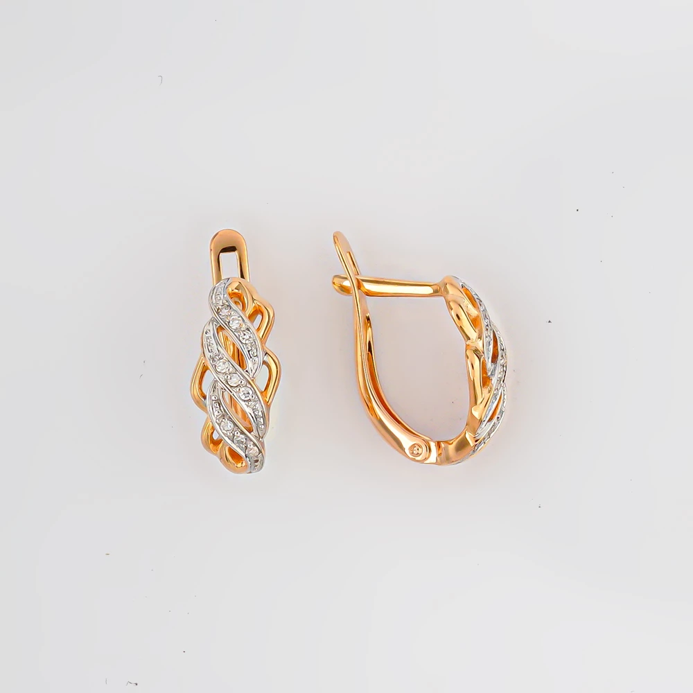 Серьги с бриллиантом из красного золота 585 пробы