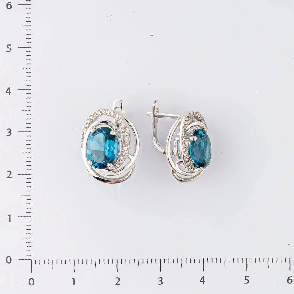 Серьги с топазом лондон из белого золота 585 пробы