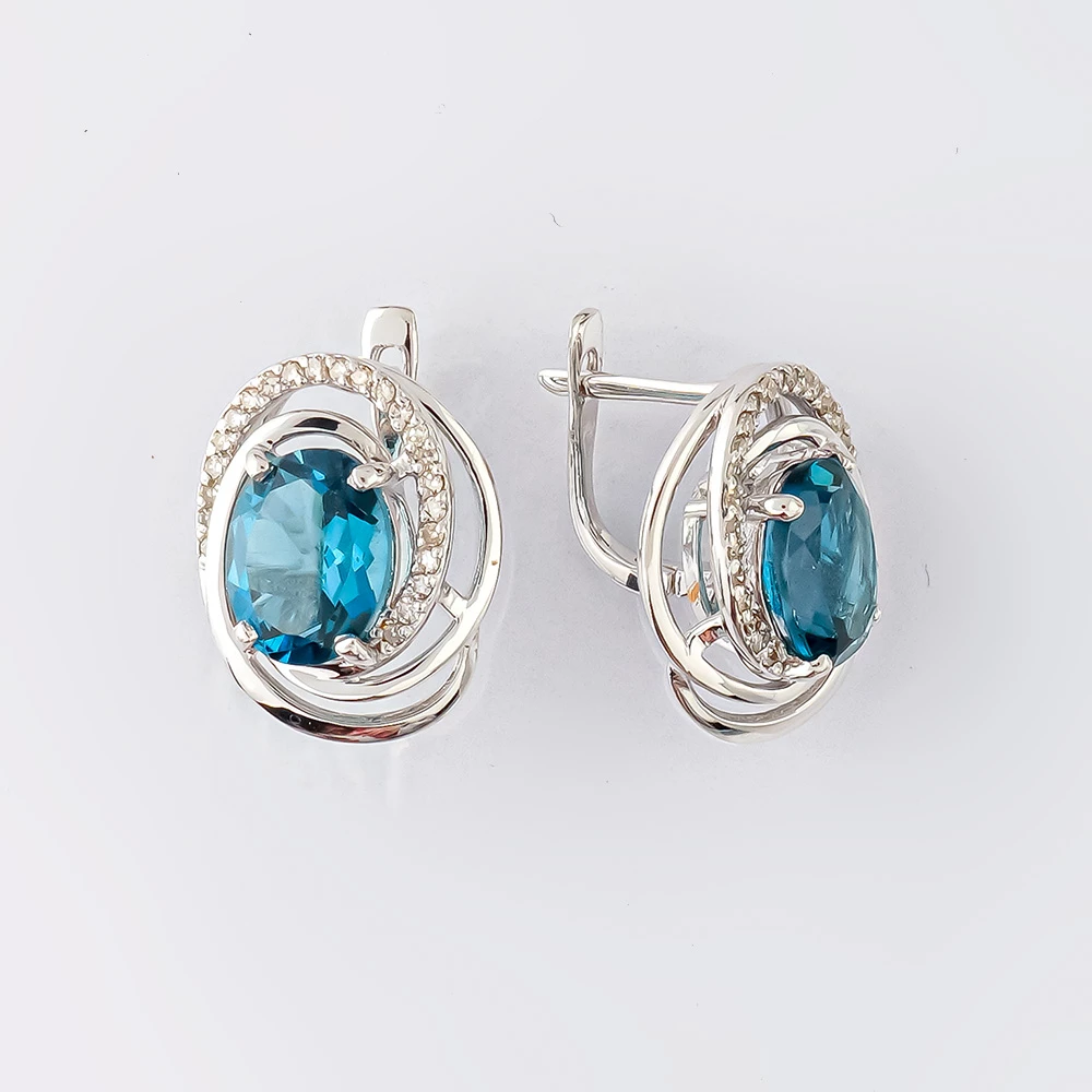 Серьги с топазом лондон из белого золота 585 пробы