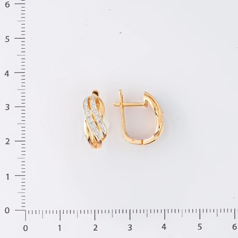 Серьги с бриллиантом из красного золота 585 пробы